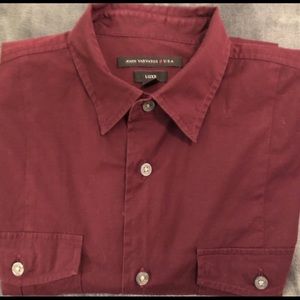 John Varvatos USA LUXE L/S Button, Maroon Size M